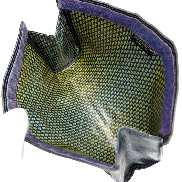 Vintage GUCCI Web Suede Leather Cosmetics Toiletry Bag Italy - Picture 8 of 10